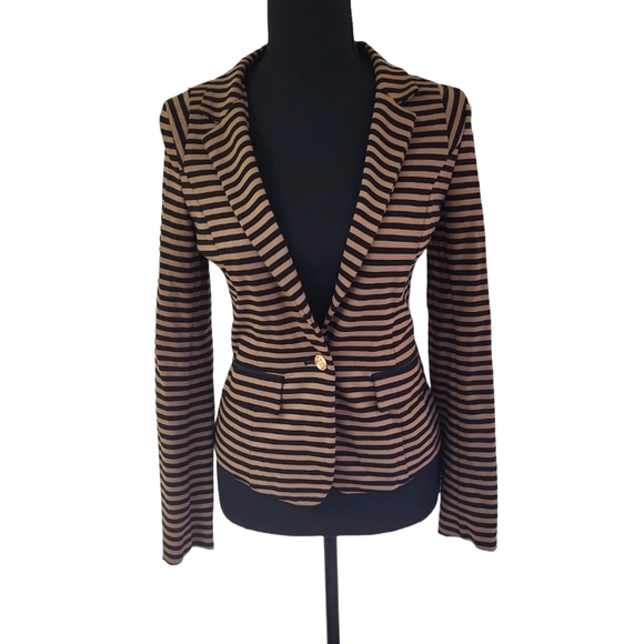 NWOT Naivee women's black & brown stripped with pockets blazer jacket top, XS - Picture 1 of 8